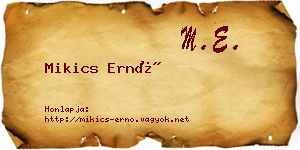 Mikics Ernő névjegykártya
